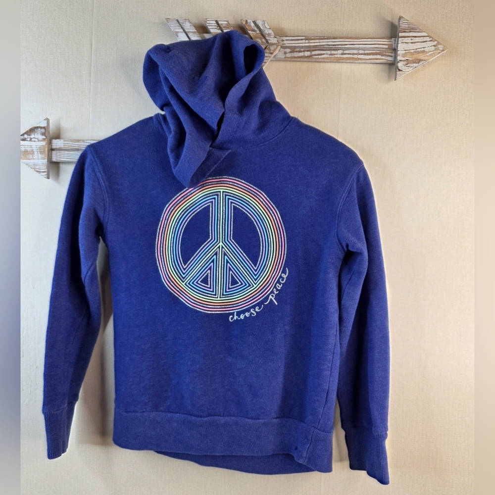 Girls 10/12 SO Vibrant Blue Hoodie with Rainbow Design